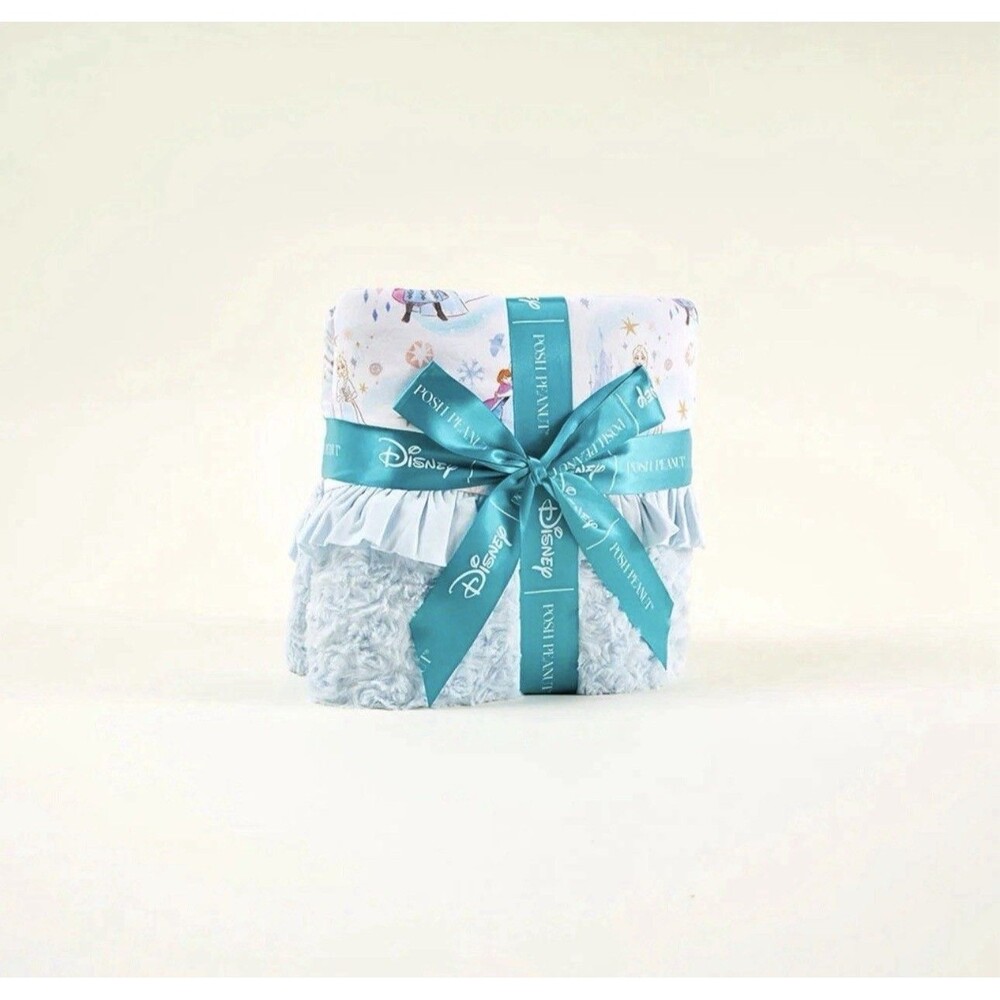 Posh Peanut X Disney Frozen Elsa & Anna Minky Ruffled Luxe Patoo Blanket NEW